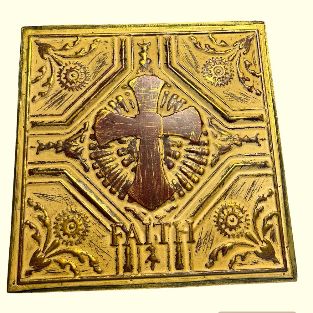 Rustic Square Metal “Faith” Decor